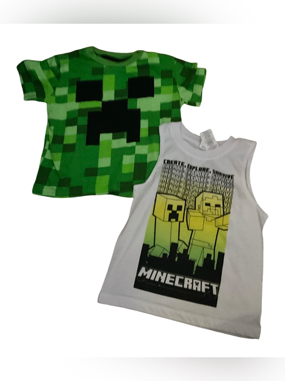 Minecraft Creeper Shirt Bundle Boys 4T Graphic Tee Tank Top Gamer Character Lot